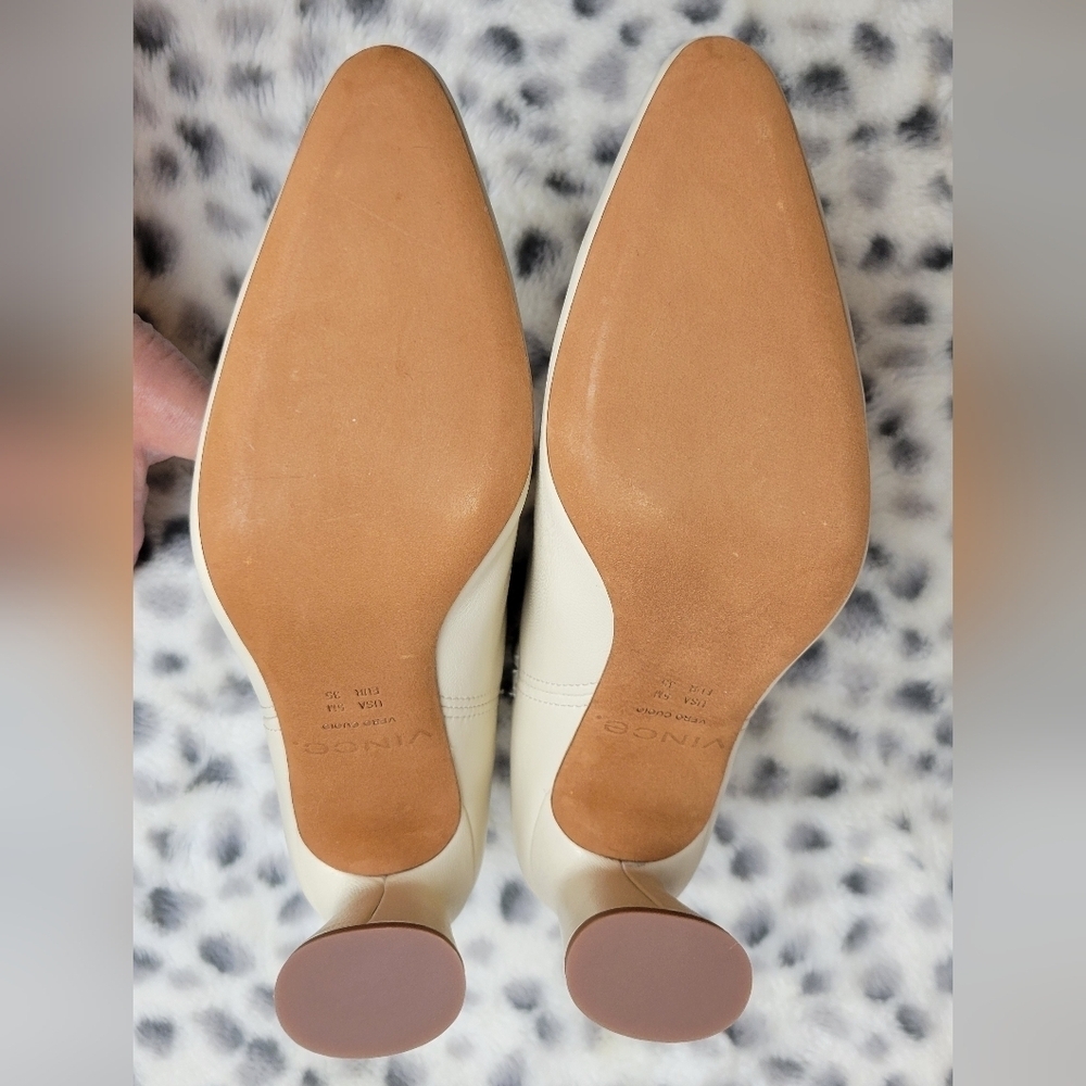 NIB Vince Hillside Leather Bootie In Moonlight Ivory Size 5M - Picture 7 of 11